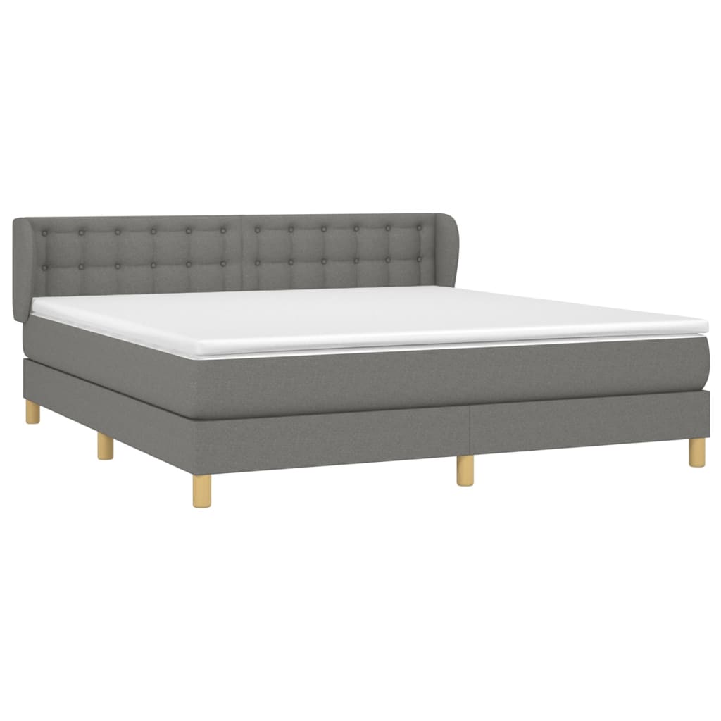 vidaXL Κρεβάτι Boxspring με Στρώμα Σκούρο Γκρι 180x200 εκ Υφασμάτιν