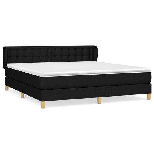 vidaXL Κρεβάτι Boxspring με Στρώμα Μαύρο 180x200 εκ. Υφασμάτινο