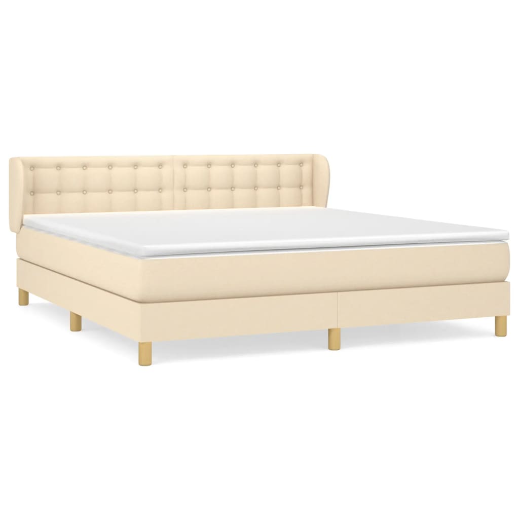 vidaXL Κρεβάτι Boxspring με Στρώμα Κρεμ 180x200 εκ. Υφασμάτινο