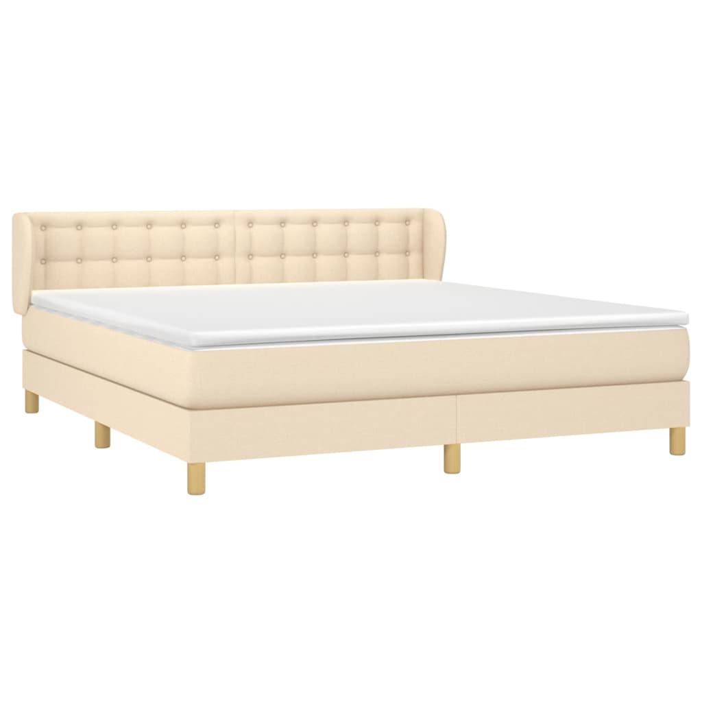 vidaXL Κρεβάτι Boxspring με Στρώμα Κρεμ 180x200 εκ. Υφασμάτινο