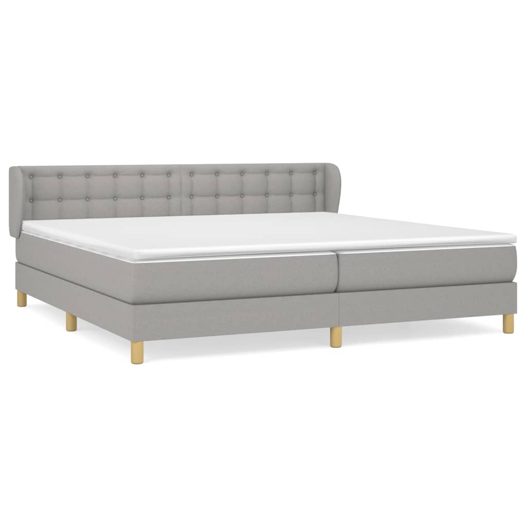 vidaXL Κρεβάτι Boxspring με Στρώμα Ανοιχτό Γκρι 200x200 εκ. Υφασμάτινο