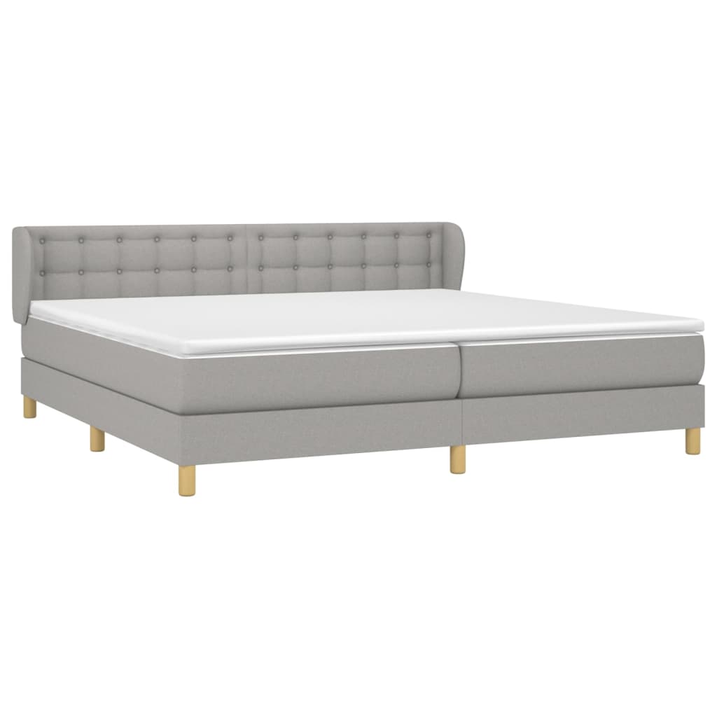 vidaXL Κρεβάτι Boxspring με Στρώμα Ανοιχτό Γκρι 200x200 εκ. Υφασμάτινο