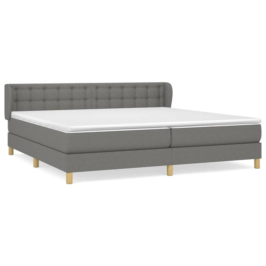 vidaXL Κρεβάτι Boxspring με Στρώμα Σκούρο Γκρι 200x200 εκ. Υφασμάτινο