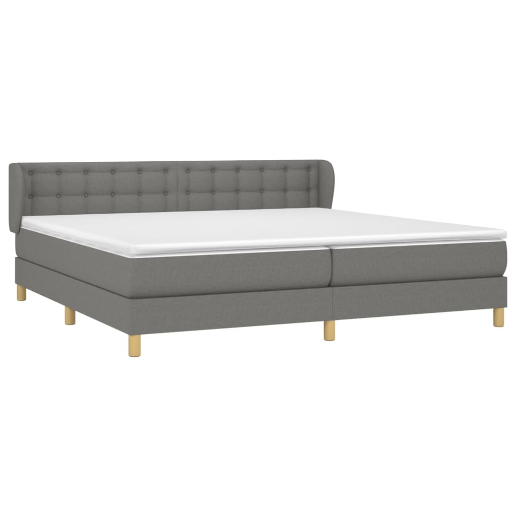 vidaXL Κρεβάτι Boxspring με Στρώμα Σκούρο Γκρι 200x200 εκ. Υφασμάτινο