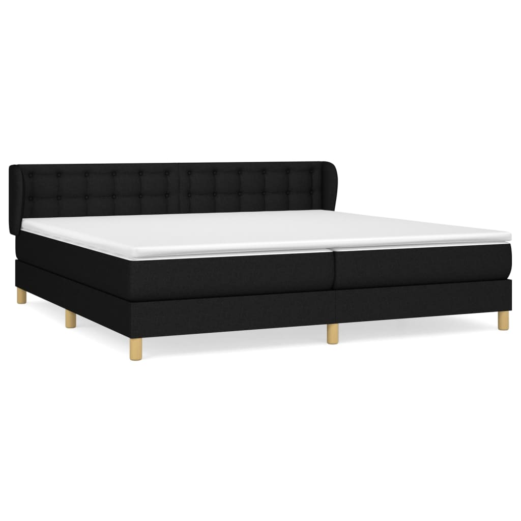 vidaXL Κρεβάτι Boxspring με Στρώμα Μαύρο 200x200 εκ. Υφασμάτινο