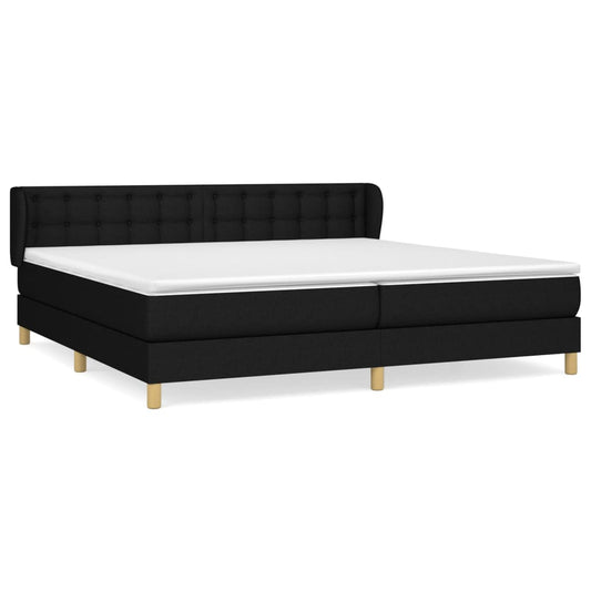 vidaXL Κρεβάτι Boxspring με Στρώμα Μαύρο 200x200 εκ. Υφασμάτινο