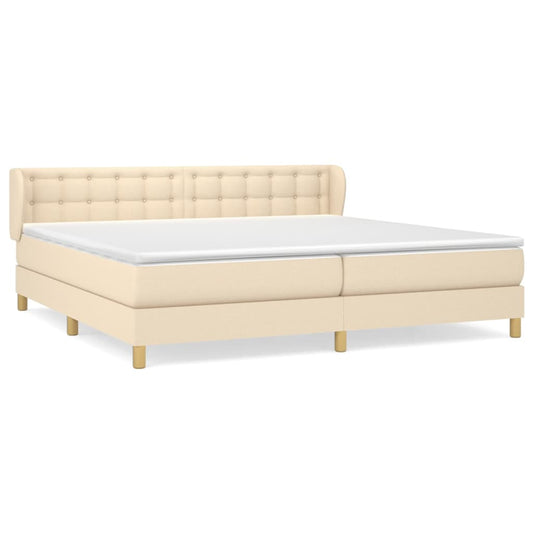 vidaXL Κρεβάτι Boxspring με Στρώμα Κρεμ 200x200 εκ. Υφασμάτινο