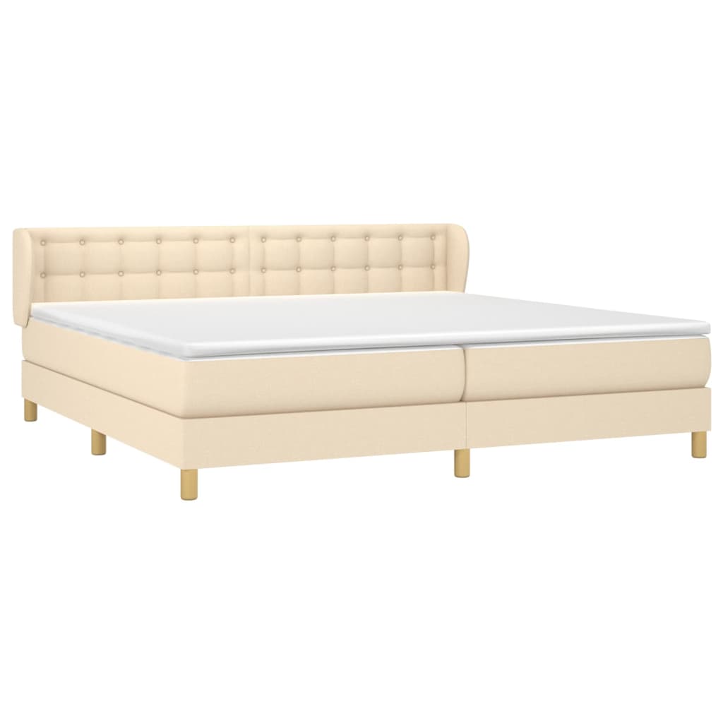 vidaXL Κρεβάτι Boxspring με Στρώμα Κρεμ 200x200 εκ. Υφασμάτινο