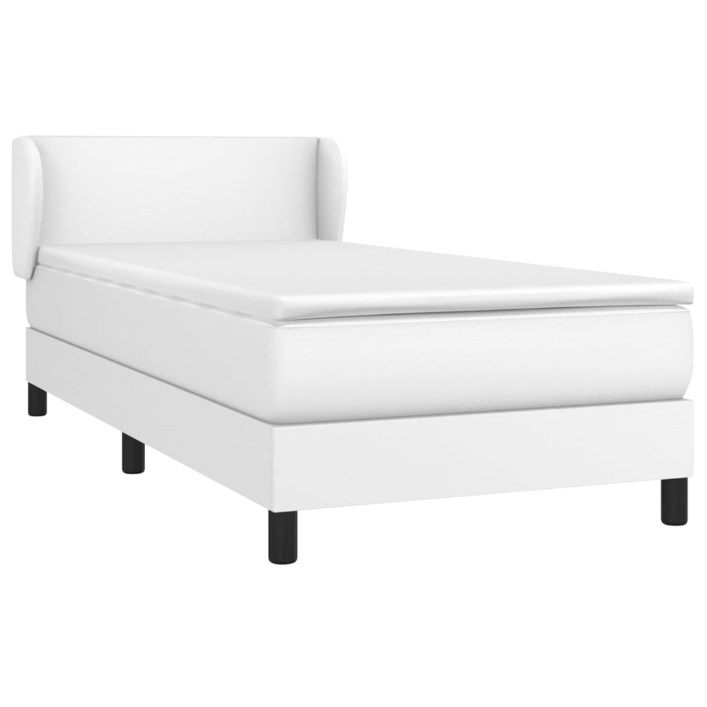 vidaXL Κρεβάτι Boxspring με Στρώμα Λευκό 90x190εκ. από Συνθετικό Δέρμα