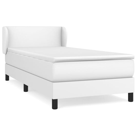 vidaXL Κρεβάτι Boxspring με Στρώμα Λευκό 90x200εκ. από Συνθετικό Δέρμα