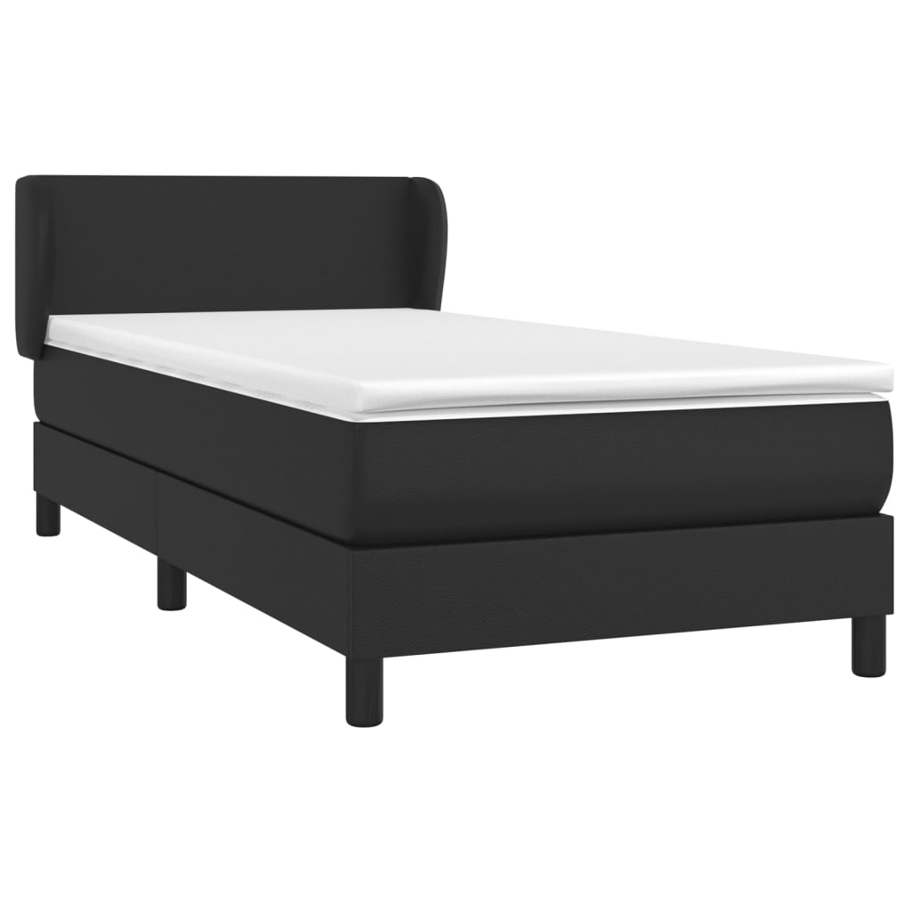 vidaXL Κρεβάτι Boxspring με Στρώμα Μαύρο 100x200εκ.από Συνθετικό Δέρμα