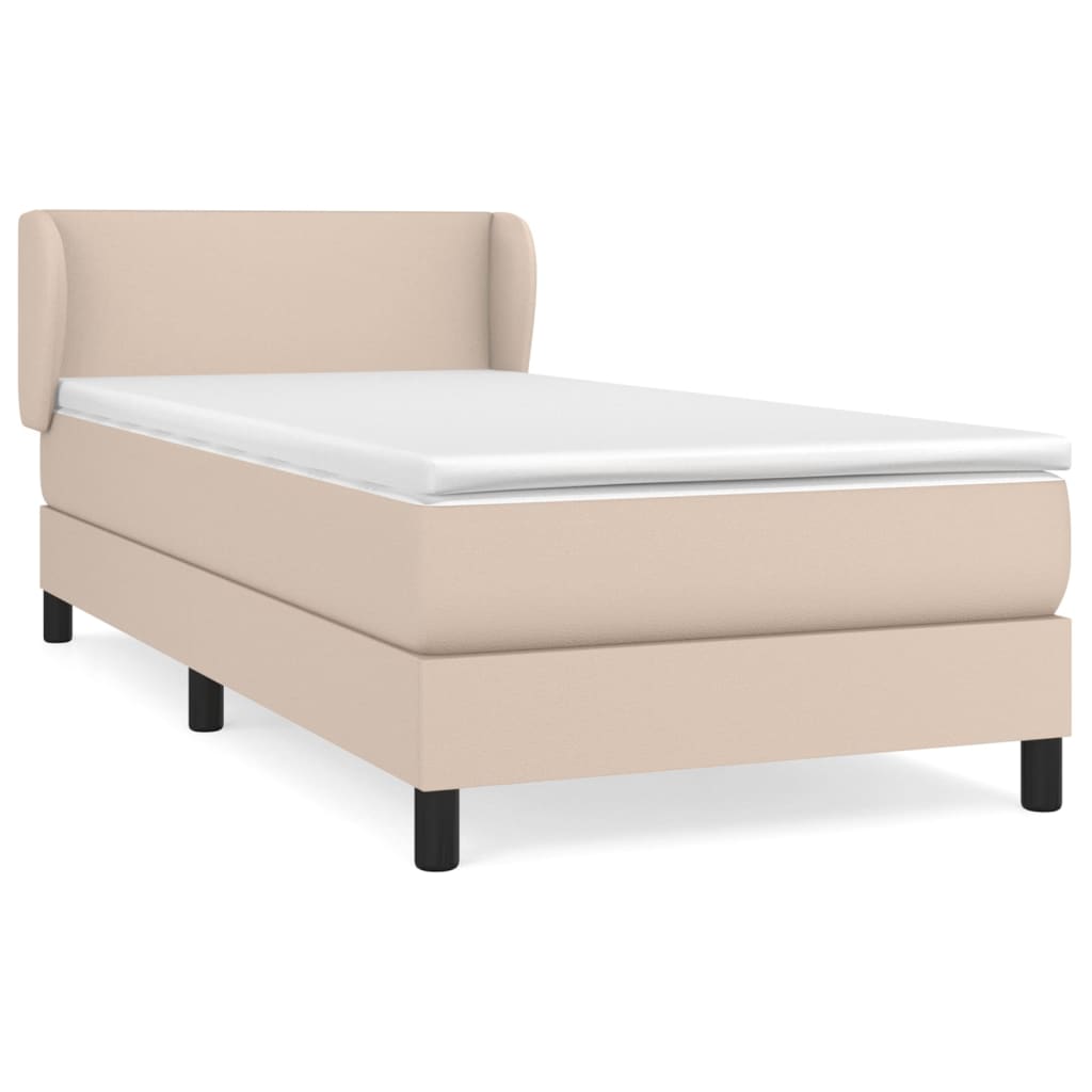 vidaXL Κρεβάτι Boxspring με Στρώμα Καπουτσίνο 100x200εκ.από Συνθ.Δέρμα