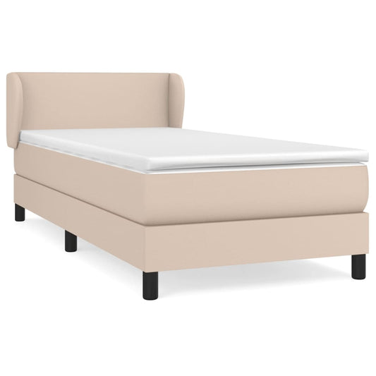 vidaXL Κρεβάτι Boxspring με Στρώμα Καπουτσίνο 100x200εκ.από Συνθ.Δέρμα