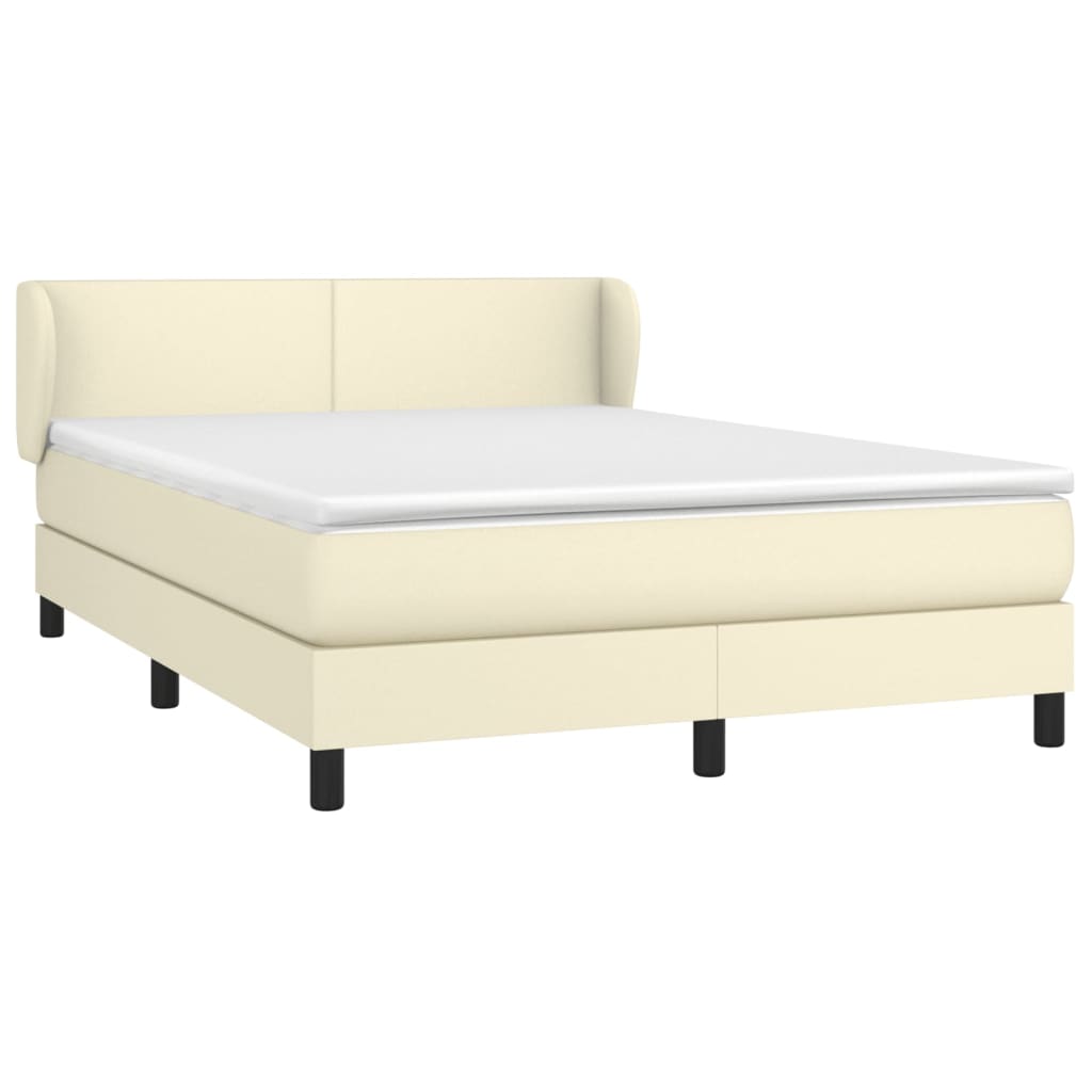 vidaXL Κρεβάτι Boxspring με Στρώμα Κρεμ 140x190εκ. από Συνθετικό Δέρμα