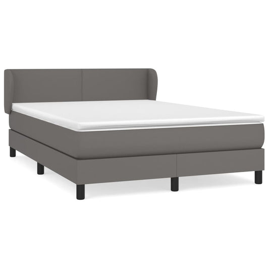 vidaXL Κρεβάτι Boxspring με Στρώμα Γκρι 140x190εκ. από Συνθετικό Δέρμα