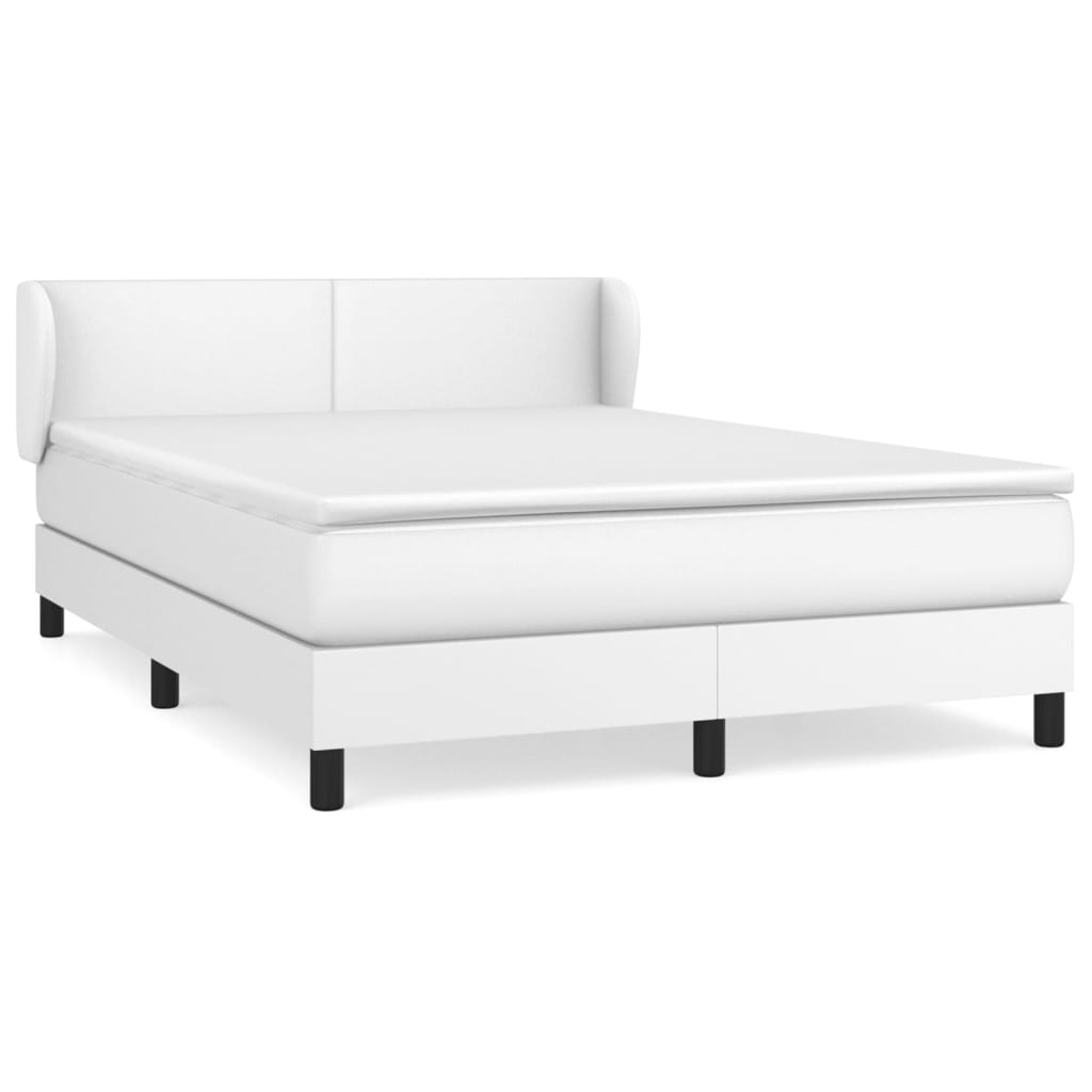 vidaXL Κρεβάτι Boxspring με Στρώμα Λευκό 140x200εκ.από Συνθετικό Δέρμα