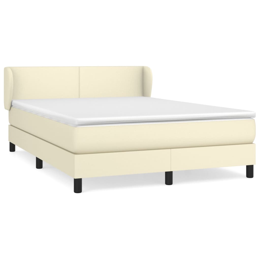 vidaXL Κρεβάτι Boxspring με Στρώμα Κρεμ 140x200εκ. από Συνθετικό Δέρμα