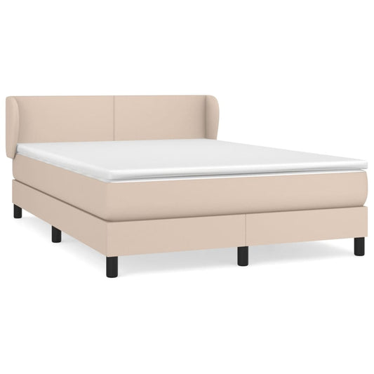 vidaXL Κρεβάτι Boxspring με Στρώμα Καπουτσίνο 140x200εκ.από Συνθ.Δέρμα
