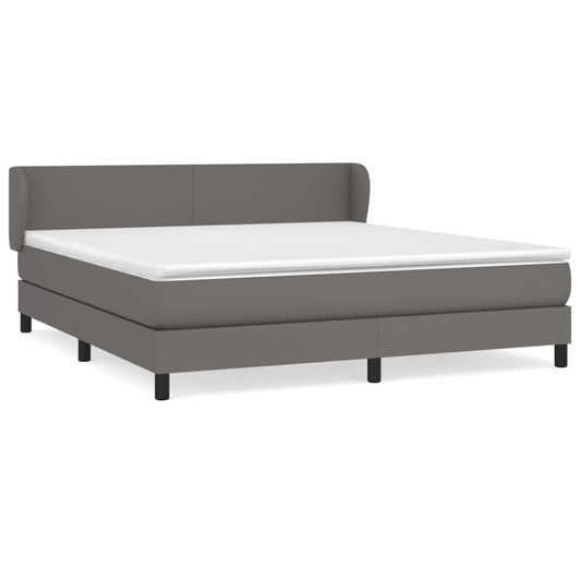 vidaXL Κρεβάτι Boxspring με Στρώμα Γκρι 160x200εκ. από Συνθετικό Δέρμα
