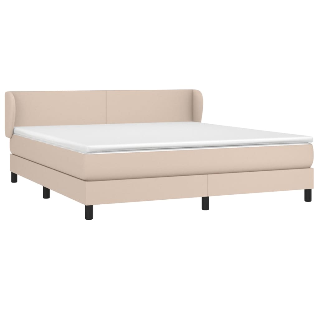 vidaXL Κρεβάτι Boxspring με Στρώμα Καπουτσίνο 160x200εκ.από Συνθ.Δέρμα