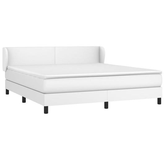 vidaXL Κρεβάτι Boxspring με Στρώμα Λευκό 180x200 εκ. Συνθετικό Δέρμα