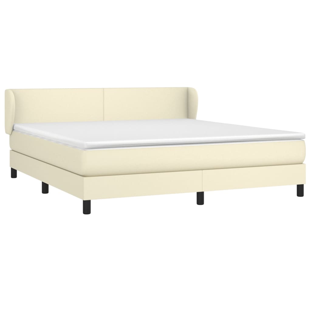 vidaXL Κρεβάτι Boxspring με Στρώμα Κρεμ 180x200 εκ. Συνθετικό Δέρμα