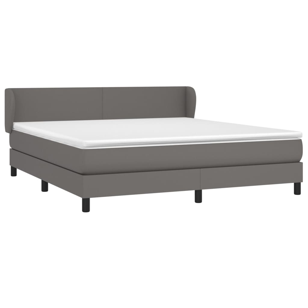 vidaXL Κρεβάτι Boxspring με Στρώμα Γκρι 180x200 εκ. Συνθετικό Δέρμα