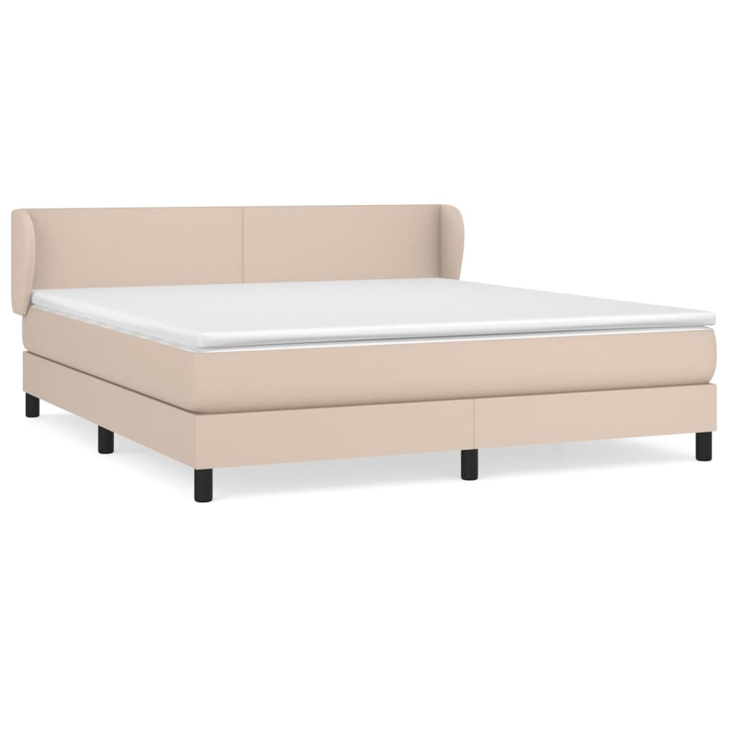 vidaXL Κρεβάτι Boxspring με Στρώμα Καπουτσίνο 180x200 εκ. Συνθ. Δέρμα
