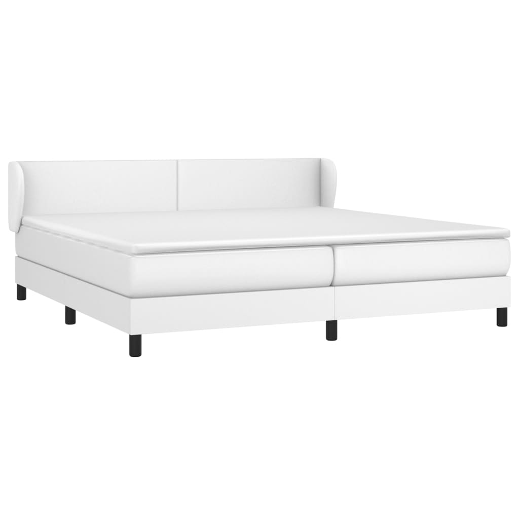 vidaXL Κρεβάτι Boxspring με Στρώμα Λευκό 200x200 εκ. Συνθετικό Δέρμα
