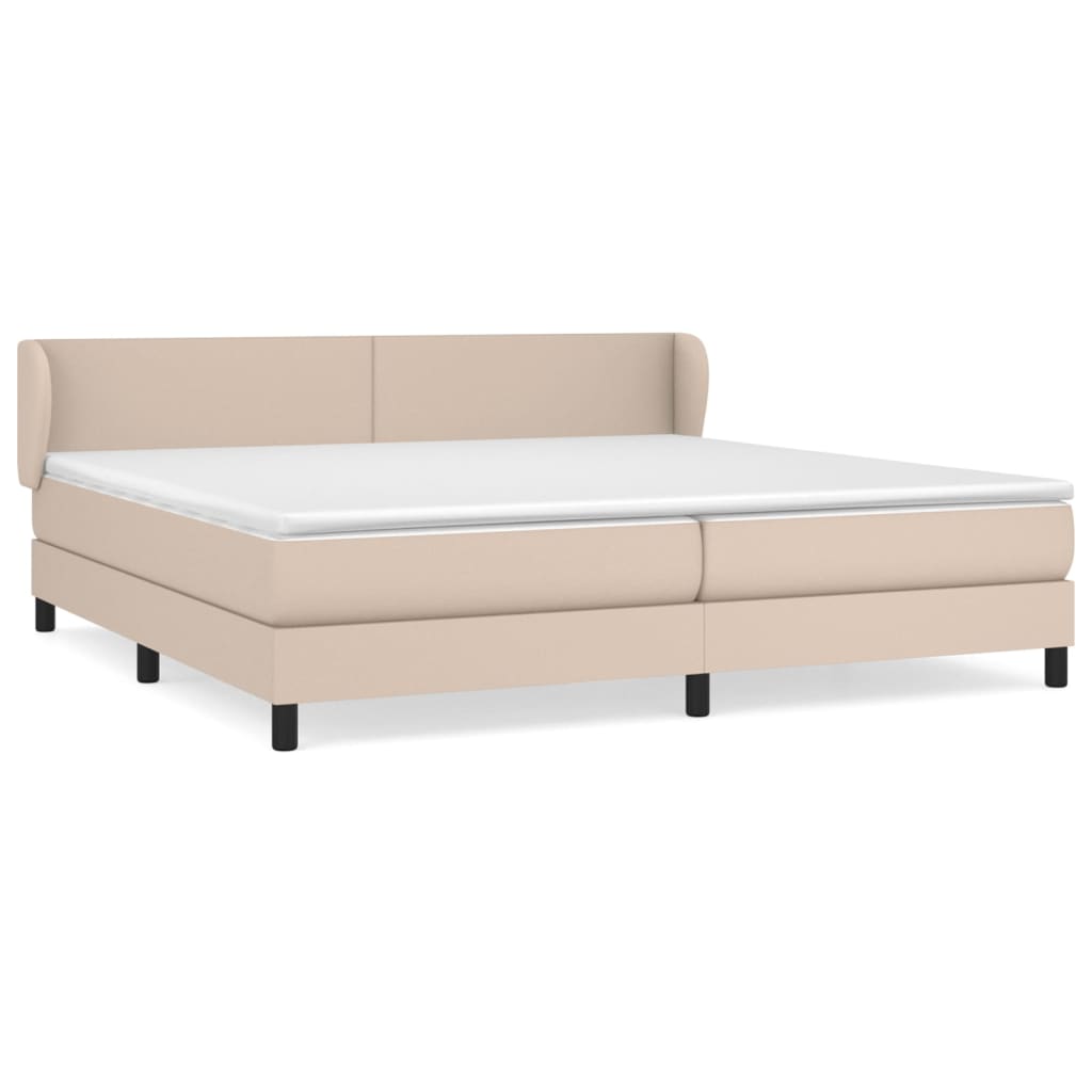 vidaXL Κρεβάτι Boxspring με Στρώμα Καπουτσίνο 200x200εκ.από Συνθ.Δέρμα
