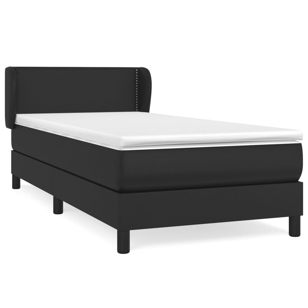 vidaXL Κρεβάτι Boxspring με Στρώμα Μαύρο 80 x 200 εκ. Συνθετικό Δέρμα
