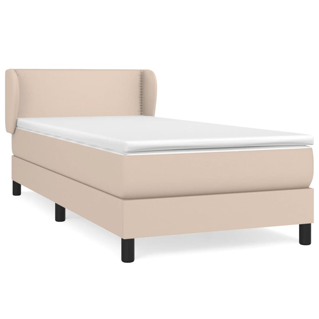 vidaXL Κρεβάτι Boxspring με Στρώμα Καπουτσίνο 80x200 εκ. Συνθ. Δέρμα