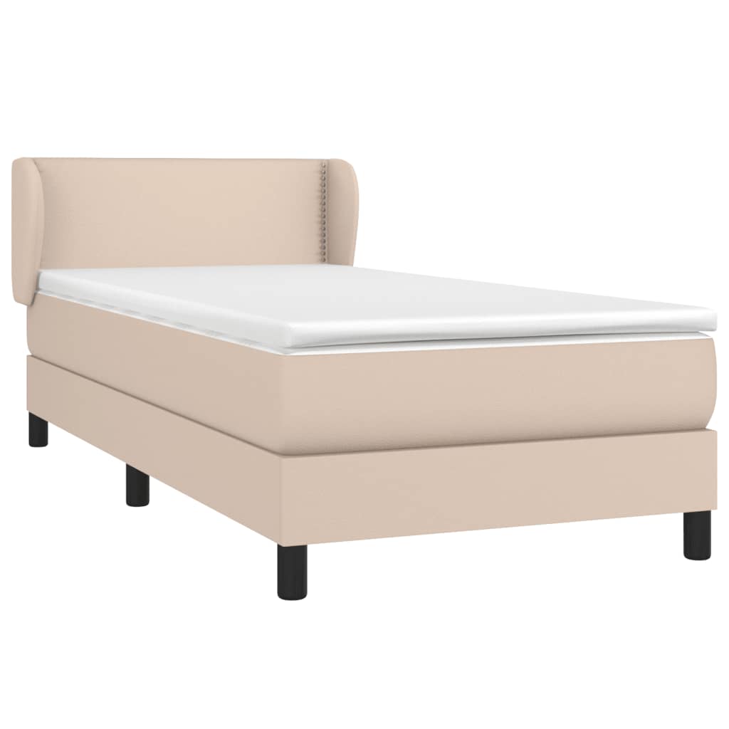 vidaXL Κρεβάτι Boxspring με Στρώμα Καπουτσίνο 80x200 εκ. Συνθ. Δέρμα