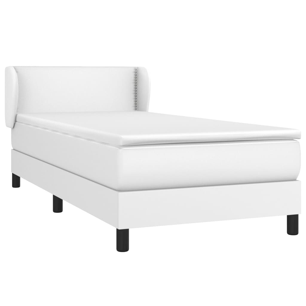 vidaXL Κρεβάτι Boxspring με Στρώμα Λευκό 100x200εκ.από Συνθετικό Δέρμα