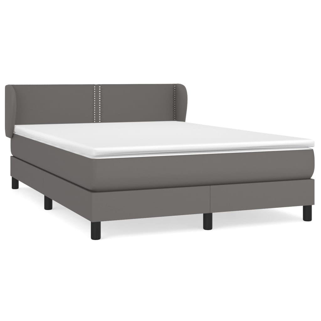 vidaXL Κρεβάτι Boxspring με Στρώμα Γκρι 140x200εκ. από Συνθετικό Δέρμα