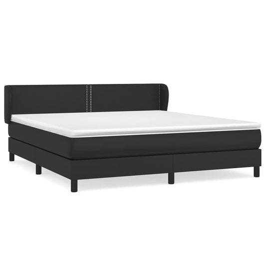 vidaXL Κρεβάτι Boxspring με Στρώμα Μαύρο 180x200εκ.από Συνθετικό Δέρμα