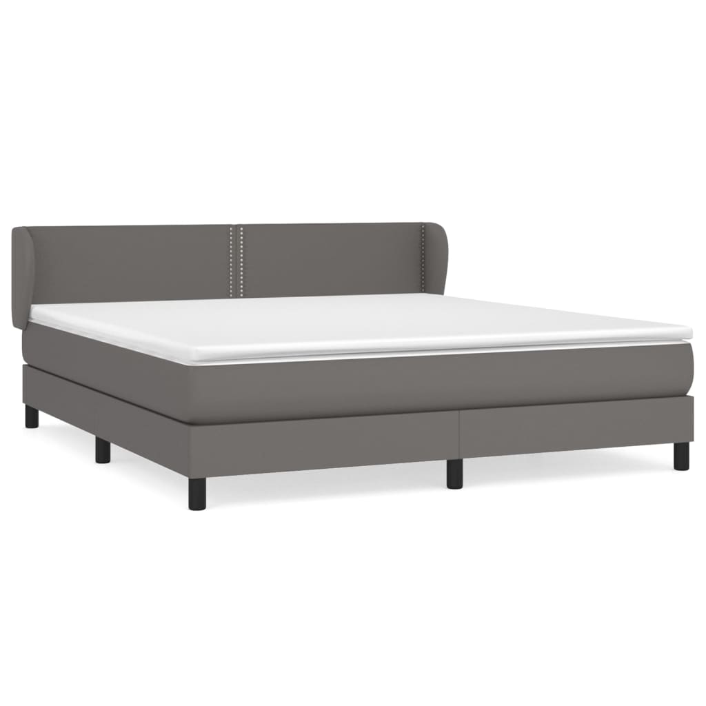 vidaXL Κρεβάτι Boxspring με Στρώμα Γκρι 180x200 εκ. Συνθετικό Δέρμα