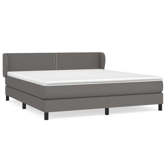vidaXL Κρεβάτι Boxspring με Στρώμα Γκρι 180x200 εκ. Συνθετικό Δέρμα