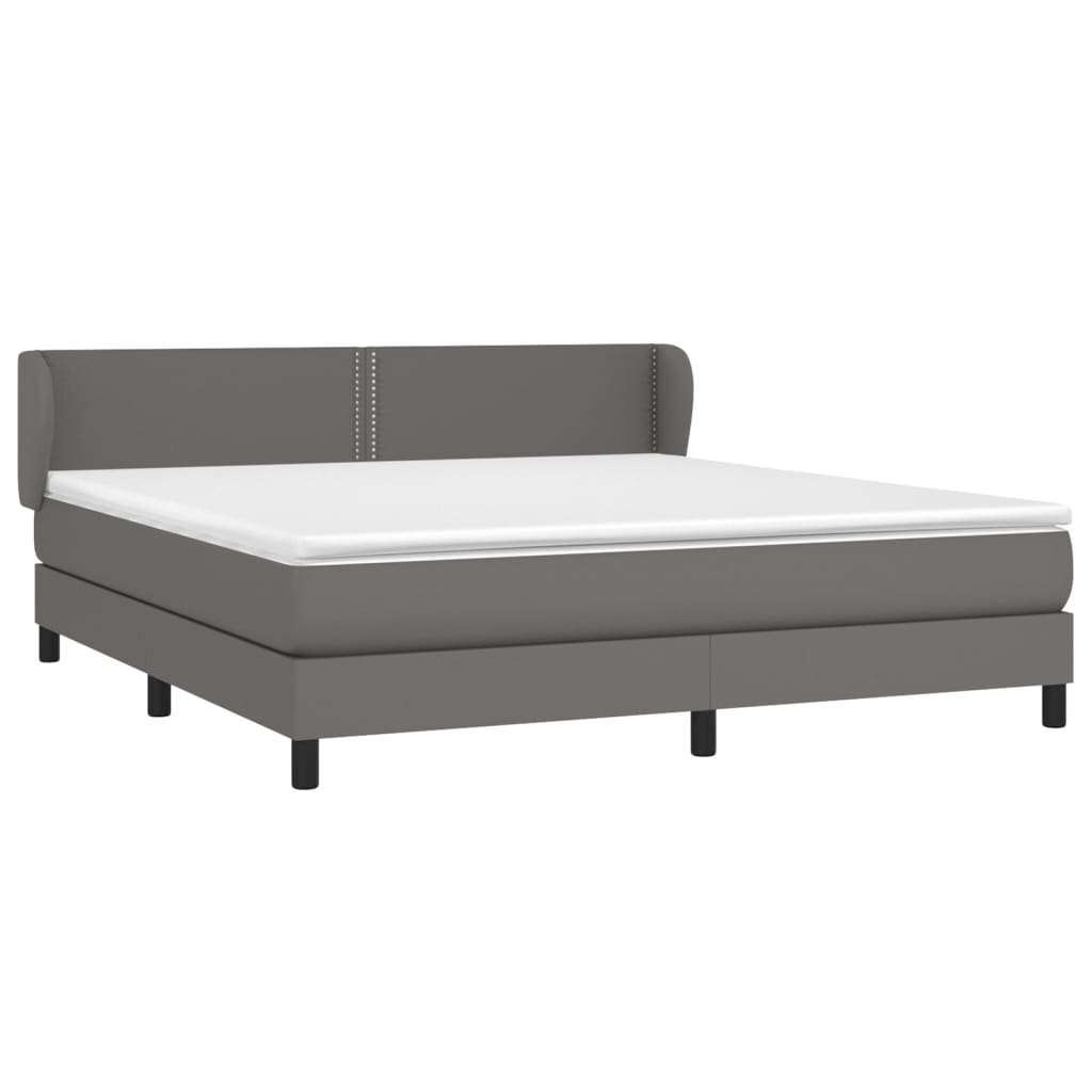 vidaXL Κρεβάτι Boxspring με Στρώμα Γκρι 180x200 εκ. Συνθετικό Δέρμα