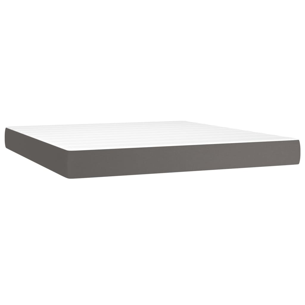vidaXL Κρεβάτι Boxspring με Στρώμα Γκρι 180x200 εκ. Συνθετικό Δέρμα