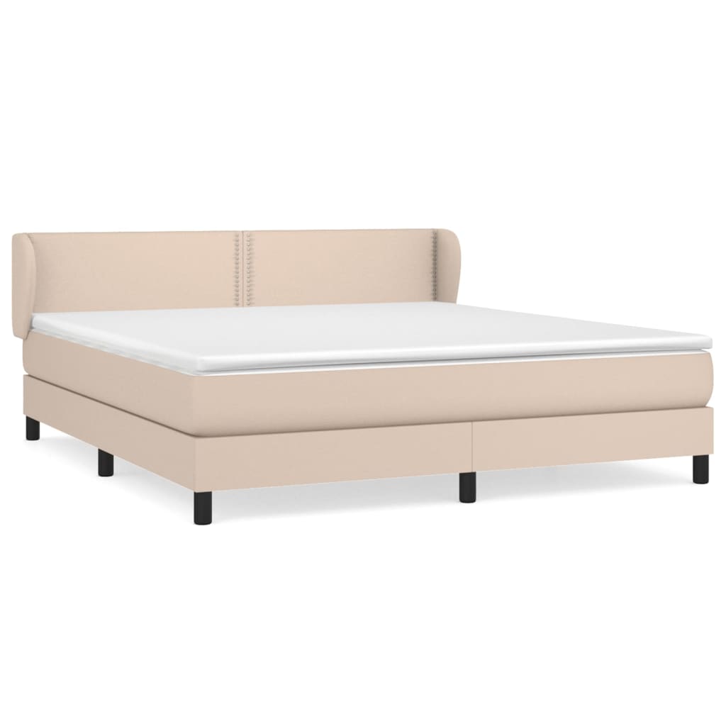 vidaXL Κρεβάτι Boxspring με Στρώμα Καπουτσίνο 180x200 εκ. Συνθ. Δέρμα