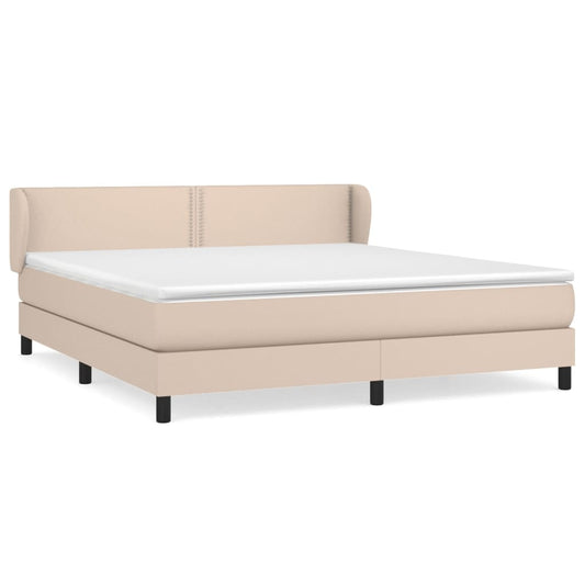 vidaXL Κρεβάτι Boxspring με Στρώμα Καπουτσίνο 180x200 εκ. Συνθ. Δέρμα