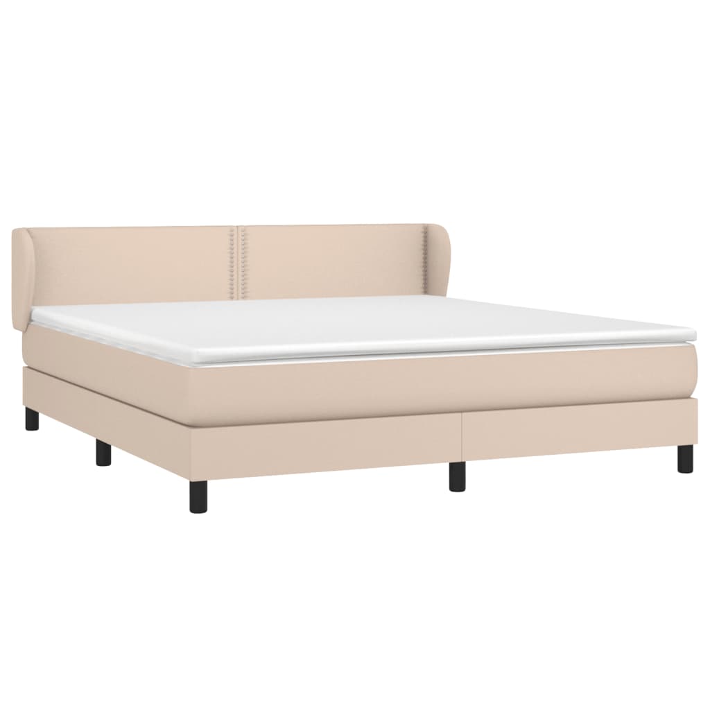vidaXL Κρεβάτι Boxspring με Στρώμα Καπουτσίνο 180x200 εκ. Συνθ. Δέρμα