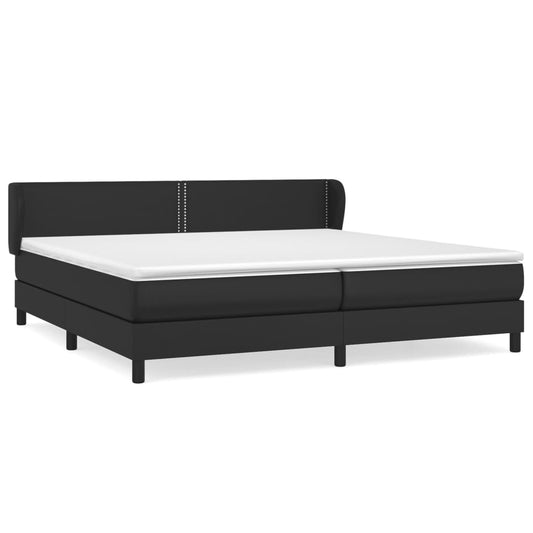 vidaXL Κρεβάτι Boxspring με Στρώμα Μαύρο 200x200 εκ. Συνθετικό Δέρμα