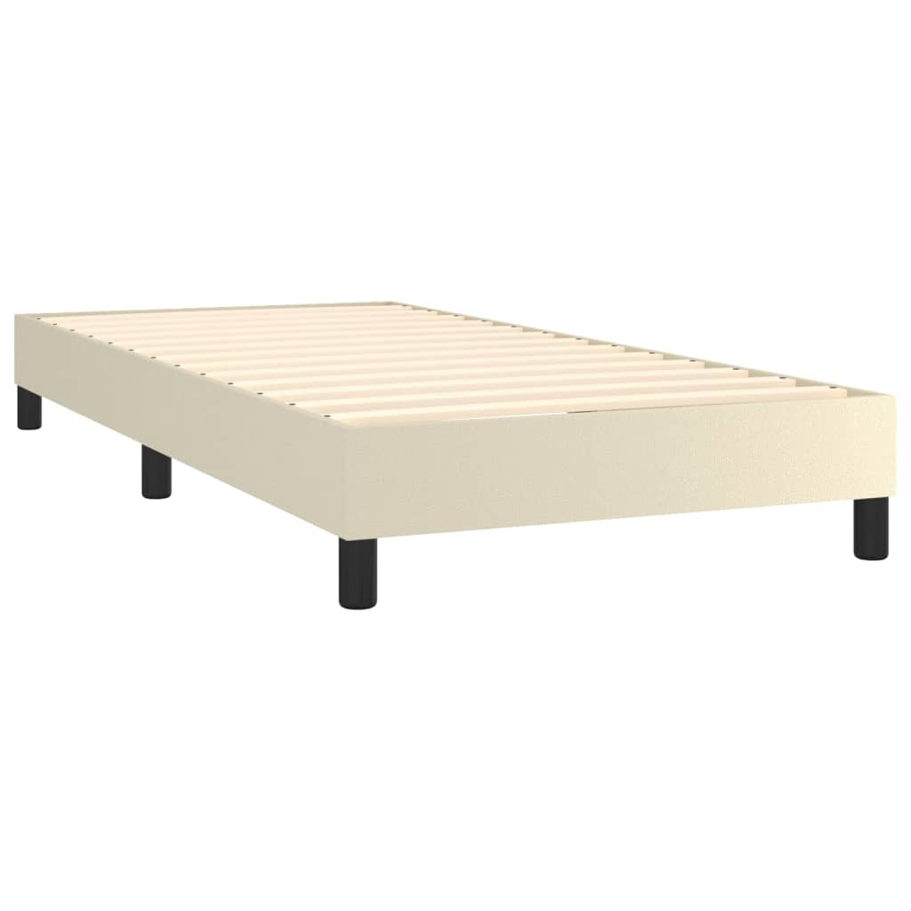 vidaXL Κρεβάτι Boxspring με Στρώμα Κρεμ 100x200εκ. από Συνθετικό Δέρμα