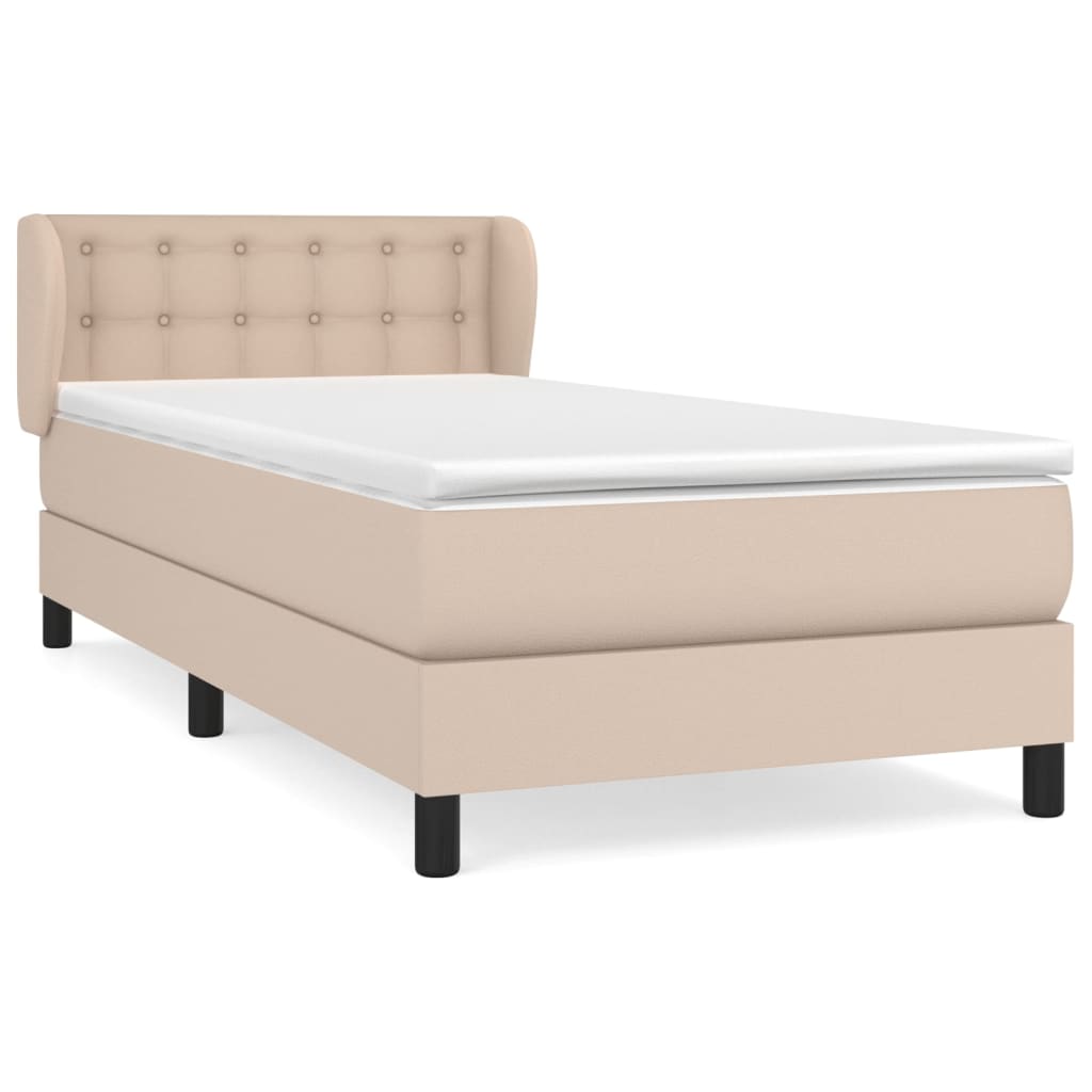 vidaXL Κρεβάτι Boxspring με Στρώμα Καπουτσίνο 100x200εκ.από Συνθ.Δέρμα