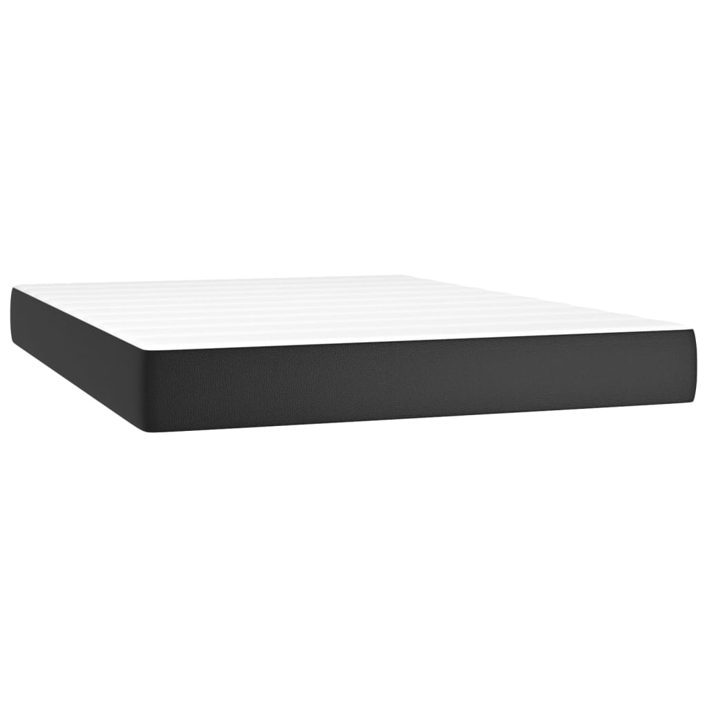 vidaXL Κρεβάτι Boxspring με Στρώμα Μαύρο 140x190εκ.από Συνθετικό Δέρμα