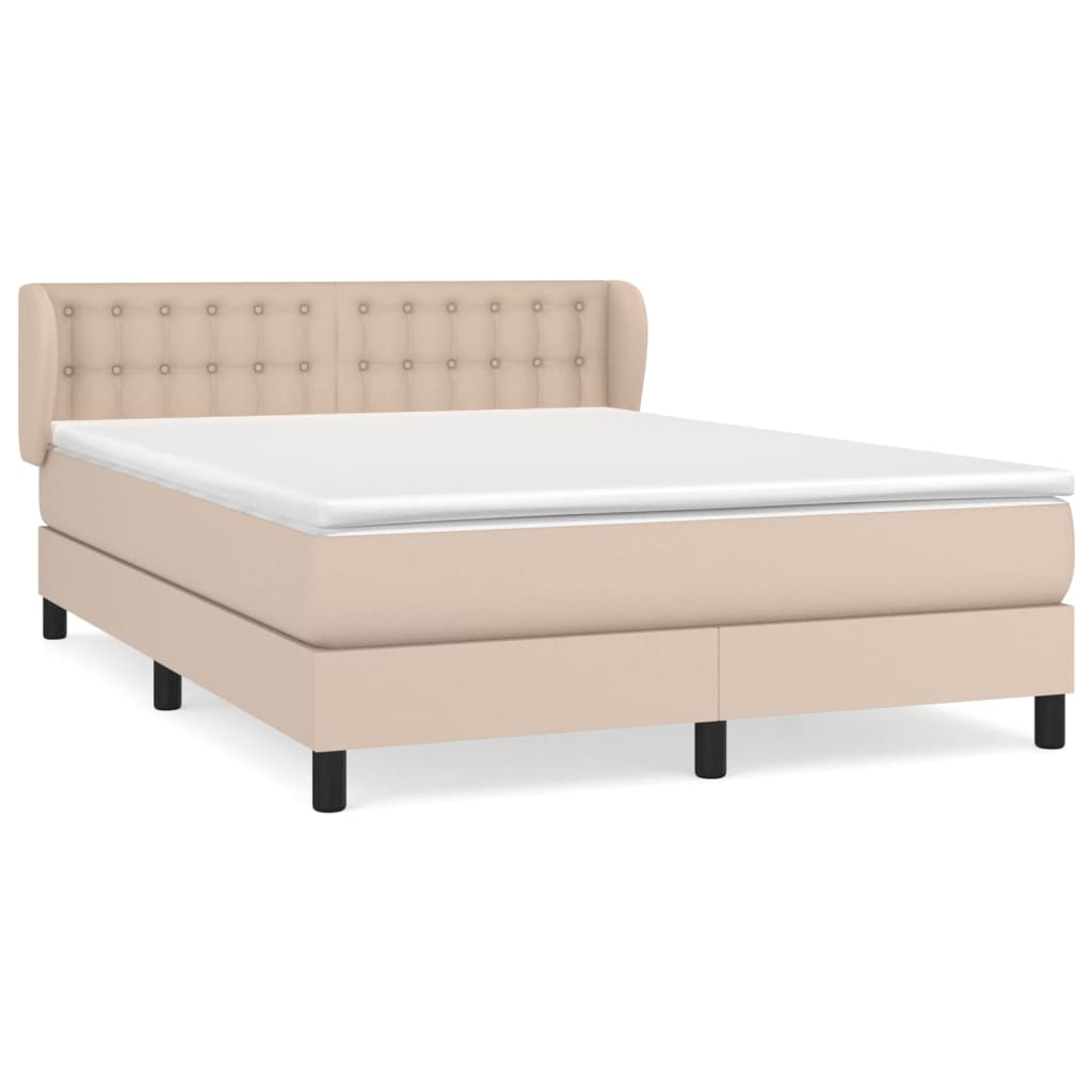 vidaXL Κρεβάτι Boxspring με Στρώμα Καπουτσίνο 140x190εκ.από Συνθ.Δέρμα