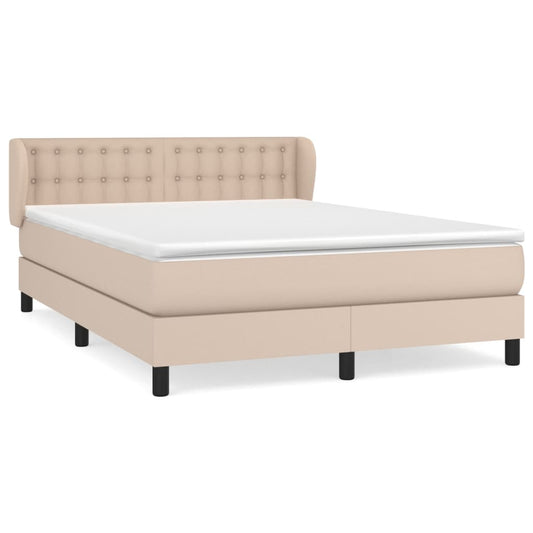vidaXL Κρεβάτι Boxspring με Στρώμα Καπουτσίνο 140x190εκ.από Συνθ.Δέρμα