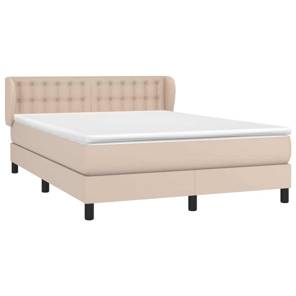 vidaXL Κρεβάτι Boxspring με Στρώμα Καπουτσίνο 140x190εκ.από Συνθ.Δέρμα